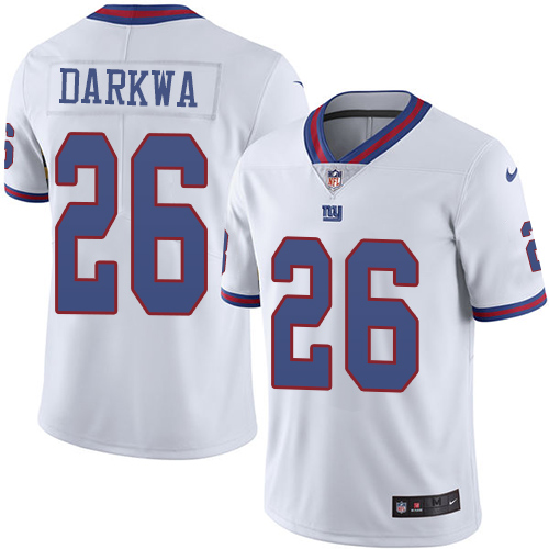 Nike Giants #26 Orleans Darkwa White Men's Stitched NFL Limited Rush Jersey - Click Image to Close